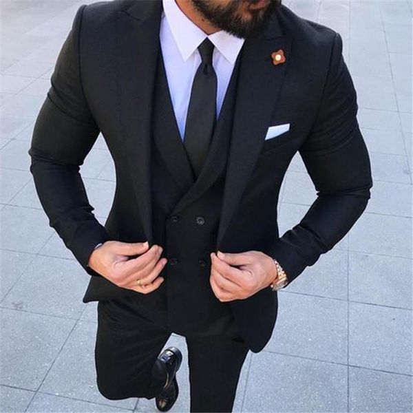 

men's suits & blazers three piece formal mens for wedding groom tuxedos 2021 double breasted vest jacket pants tailored made blazer, White;black
