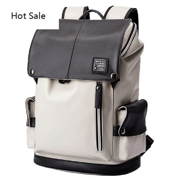 

man backpack pu leather usb recharging lapschool bag male waterproof travel multi-color backpack fashion casual quality bag