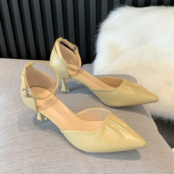 

sandals 2021 spring summer heels women fashion pointed toe shoes simple comfort high ladies party, Black