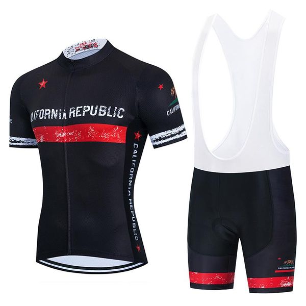 

racing sets 2021 california cycling jersey 9d gel set mtb bicycle clothing quick dry bike wear ropa ciclismo men's short maillot, Black;blue