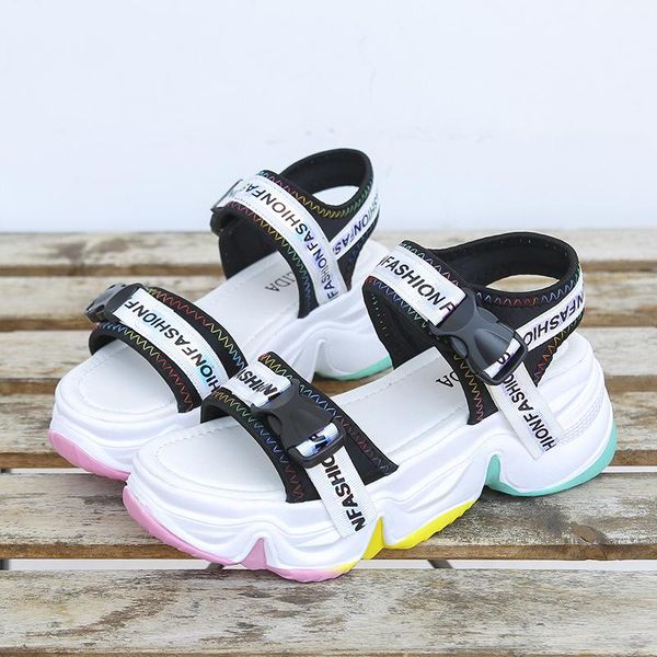 

dress shoes 2021 woman chunky sandals yellow fashion casual ladies wedges for women designers platform sandal block heel, Black