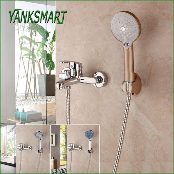 

yanksmart bathroom bathtub chrome polished shower faucet set with handle shower wall mounted faucets kit mixer tap