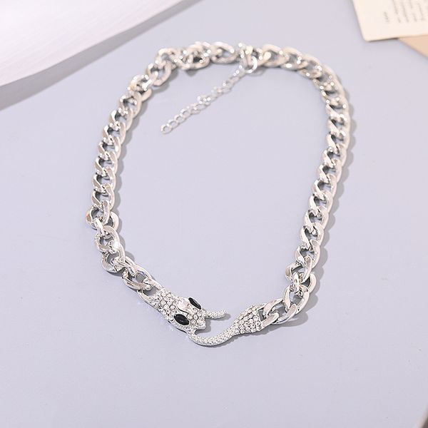 

s2680 fashion jewelry snake chain necklace rhinestone snake choker necklaces, Silver