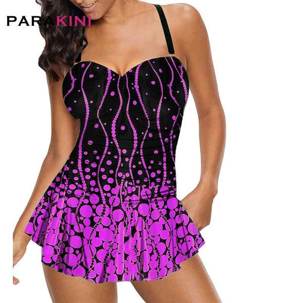 

parakini women plus size tankini set 2021 new polka dot print swimsuit spaghetti strap swimdress two piece swimwear bating suit