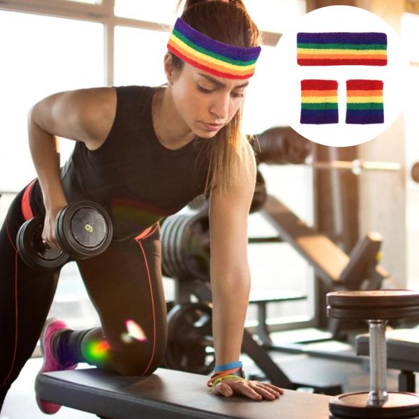 

sweatband 1 set of fitness headband wristband basketball soccer hairband outdoor sports, Yellow;black