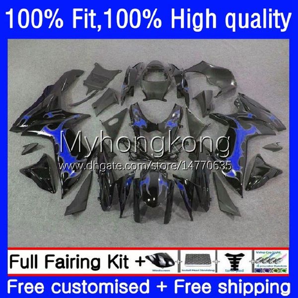 Fairings de injeção para Suzuki GSXR600 Blue Flames BLK K11 GSXR750 23NO.25 GSXR 600 750 CC 600cc 11 12 13 14 15 16 17 GSXR-600 750CC 2012 2012 2017 2017 2017 2017 OEM corpo