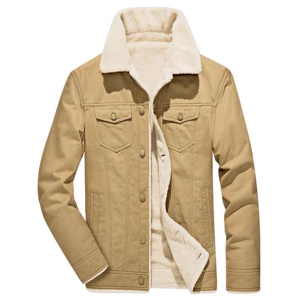 

for men's winter and velvet thickening tooling jacket water in europe and the united flight warm coat male big yards, Black;brown