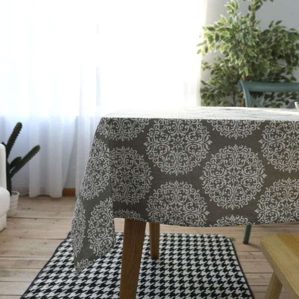 

grey cotton linen tablecloth chinese style rectangular table cover mantel toalha de mesa nappe zb-95