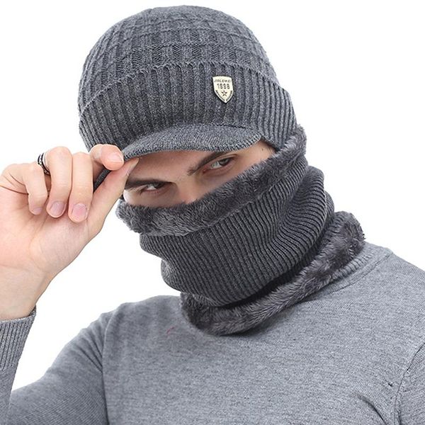 

beanies hat for men knitted winter cap beanie women thick wool neck scarf balaclava mask bonnet hats gorras