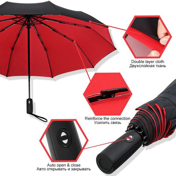 

umbrellas fashion ten bone car luxury large business umbrella windproof double layer automatic folding sunscreen