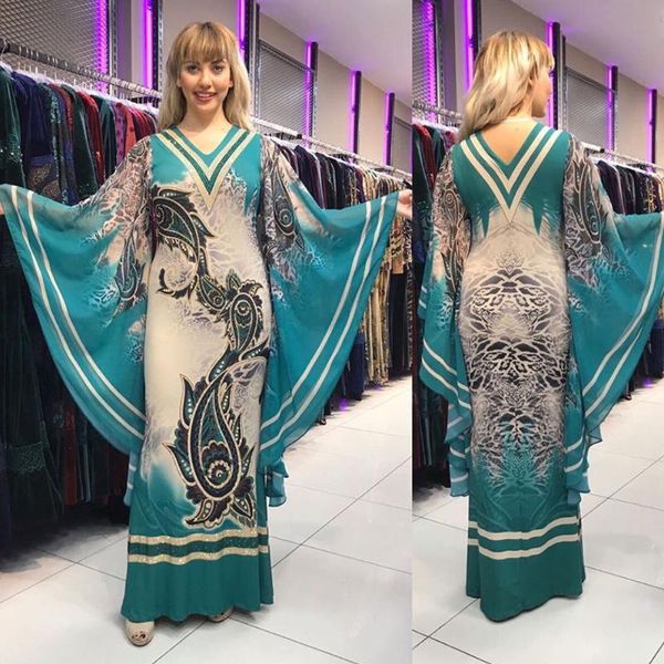 

ethnic clothing 2021 african dresses for women dashiki print clothes bazin riche slim ruffle sleeve v-neck evening long dress, Red