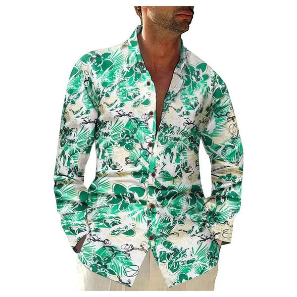 

men's casual shirts man printed lapel loose large size long sleeved shirt harajuku korean fashion men chemise homme, White;black