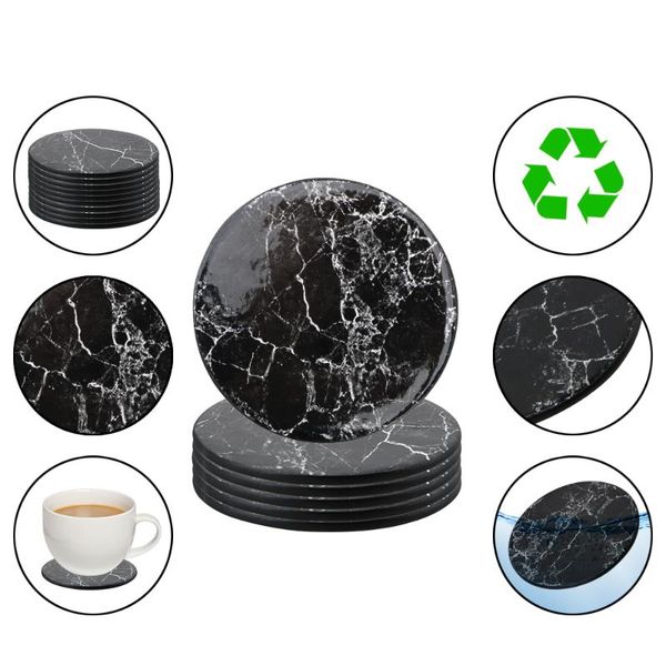 

mats & pads leather irregular marble pattern northern europe cup mat pad heat non-slip insulation