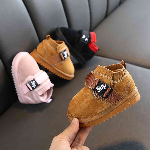 

Sports Shoes Children's Baby Cotton Warm and Non Slip in Winter Middle Small Snow Boots Boys Girls' Plush Thickened, Black