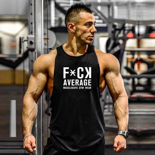 

fashion cotton sleeveless shirts men gym tank fitness mens singlet street workout vest bodybuilding tanktop, White;black