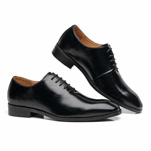 

men shoes british business suit men formal dress shoes lace-up flats loafers party wedding oxfords dress shoes men man, Black