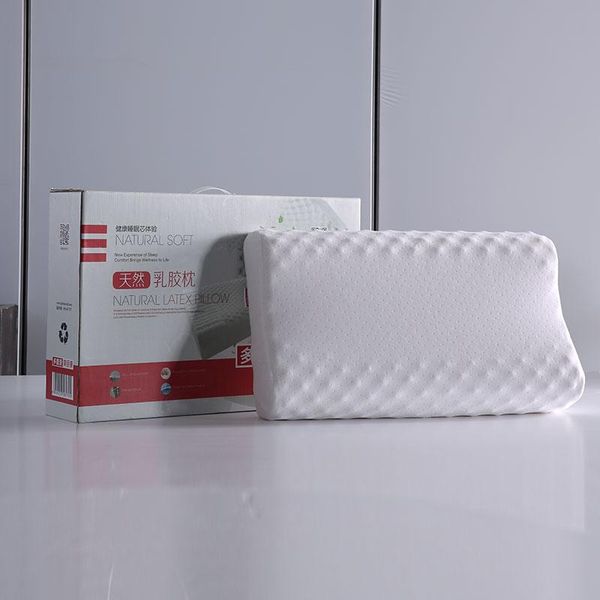 

pillow 1.42kg massage latex inhibit bacteria and allergen 70% cotton+ 30% polyester fiber filler white wave size 61*37*11/13 cm