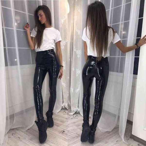 

women leather pants female pu leather pants skinny pencil trousers black shiny wet look tight red black