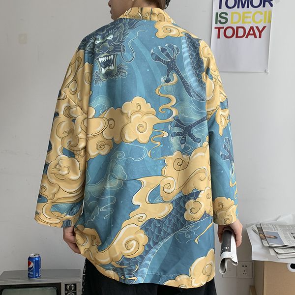 

men japanese shirt kimono new arrival street clothing harajuku hip hop male fashion loose shirts, White;black