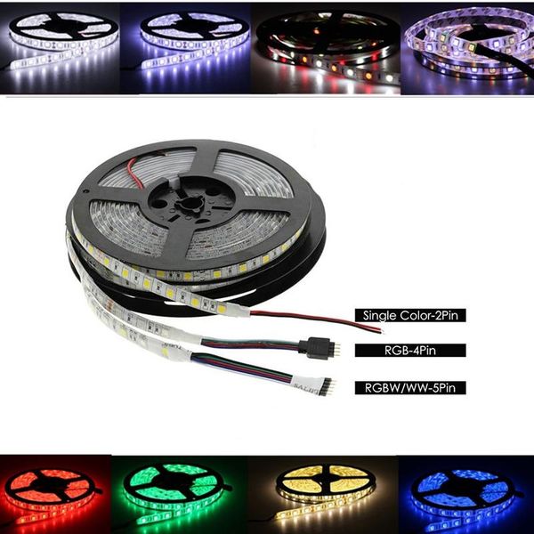

strips rgb led strip light 12v waterproof 5m 60led/m neon rope lighting pc tape lamp tv backlight