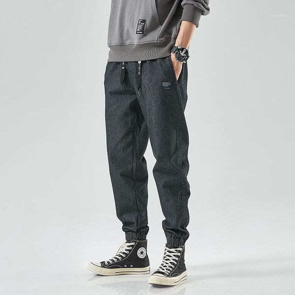 

men's pants jeans loose summer and autumn trends large size stretch casual overalls harlan long, Black