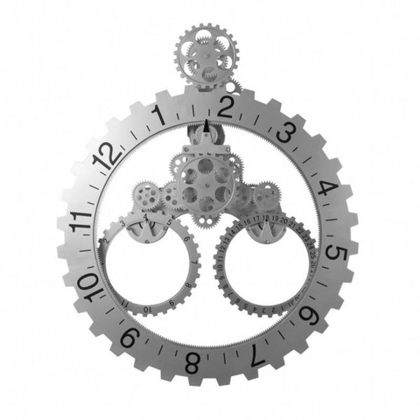 

wall clocks geekcook metal gear clock modern design europe brief calendars watch living room home decor creative