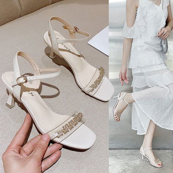 

clear transparent summer sandals women shoes woman buckle strap casual shoes thin high heels roman crystal sandals ladies 857n#, Black