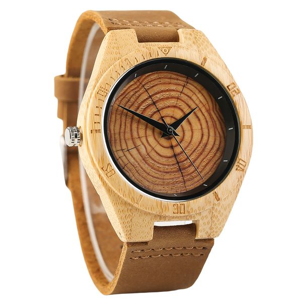 

new creative wood grain ring watch wooden quartz men's, Slivery;brown