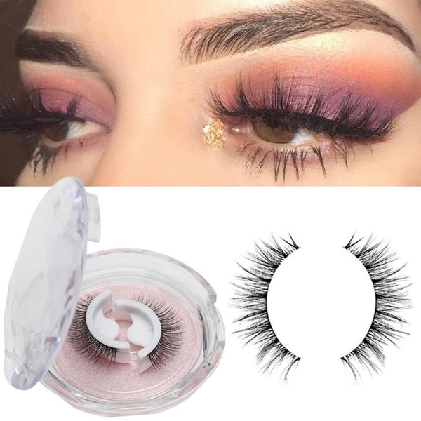 

false eyelashes 1 pair reusable self-adhesive natural curly thick wispy 3 seconds to wear no glue needed 3d mink fake