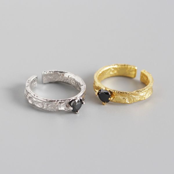 

tyj0301 us s925 silver ins diamond inlaid irregular tin foil paper pattern design ring