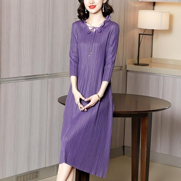 

casual dresses pleated dress 2021 style plus size lady's, Black;gray