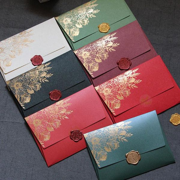 

greeting cards 30pcs/lot high grade pearl paper envelopes wedding 125mmx175mm european bronzing pattern envelope bag