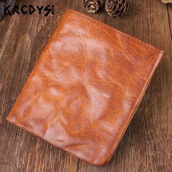 

wallets genuine cow leather original handmade retro pleated vertical short purse modern stylish slim coin bag money clips, Red;black