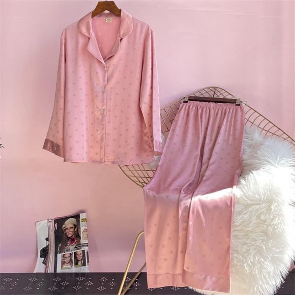 

summer women silk satin pajama set long sleeve pants sleepwear bride bridesmaid wedding nightwear homewear, Black;red