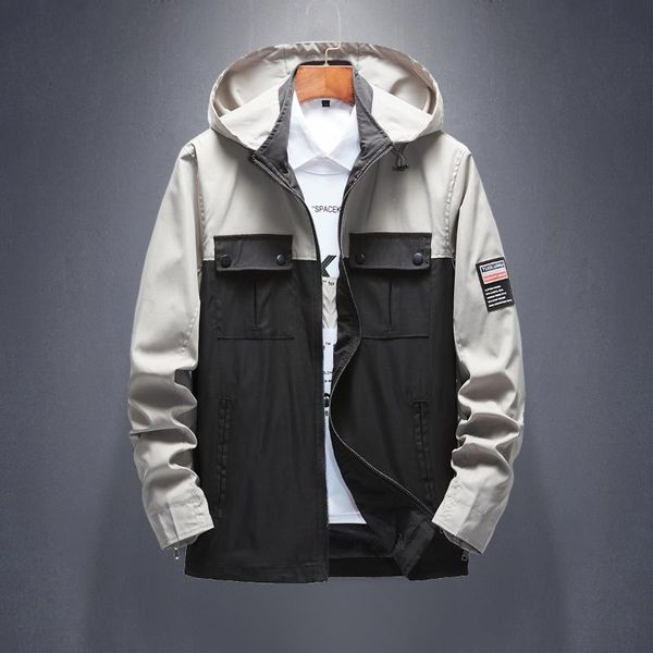 

men's jackets parkkas coat streetwear plus size 2021 men jacket zipper casual hooded bomber jakcet fashion trend personality light, Black;brown