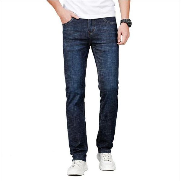 

men's jeans 2021 small straight spring summer thin blue casual pants tight fashion large 28-42 k03