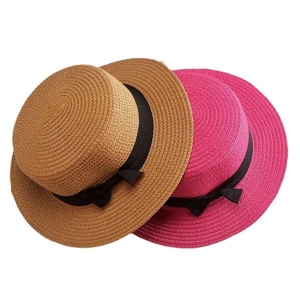 

caps & hats sun for women straw hat summer beach ladies fashion flat brom bowknot panama lady casual, Yellow