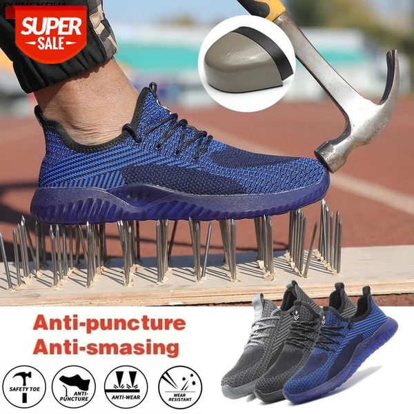 

dropship new indestructible shoes men safety work shoes with steel toe cap puncture-proof boots lightweight breathable sneakers #gz3q