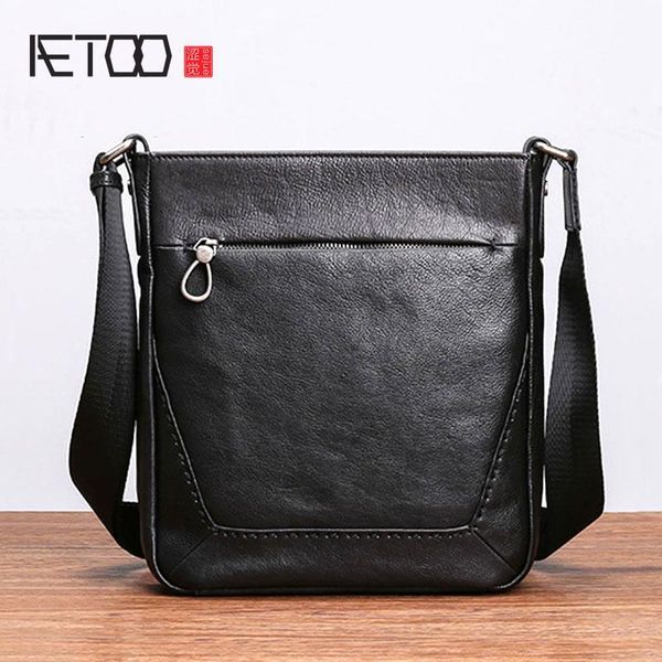 HBP AETOO Borse da uomo in pelle a spalla singola Bao Han Business Leisure Vertical Mens Baotou Layer Borsa a tracolla obliqua in pelle bovina