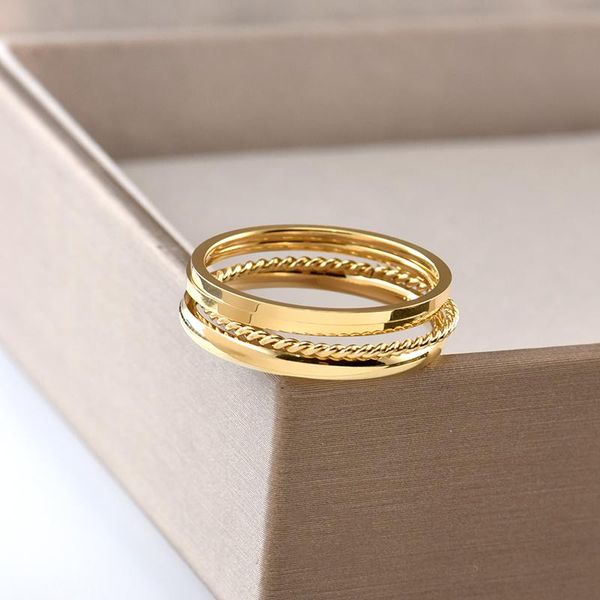 

wedding rings stainless steel four-piece retro minority superfine ring, light luxury, high-grade sensory simple ring for women, Slivery;golden