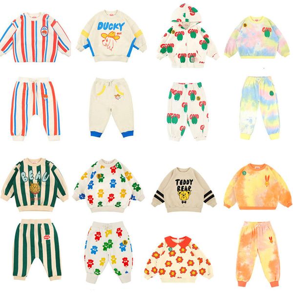 

2021 new kids clothes sets toddler boys spring infant casual clothing set korean brand baby girls outfit ice cream sweatshirt pants c0k9, White