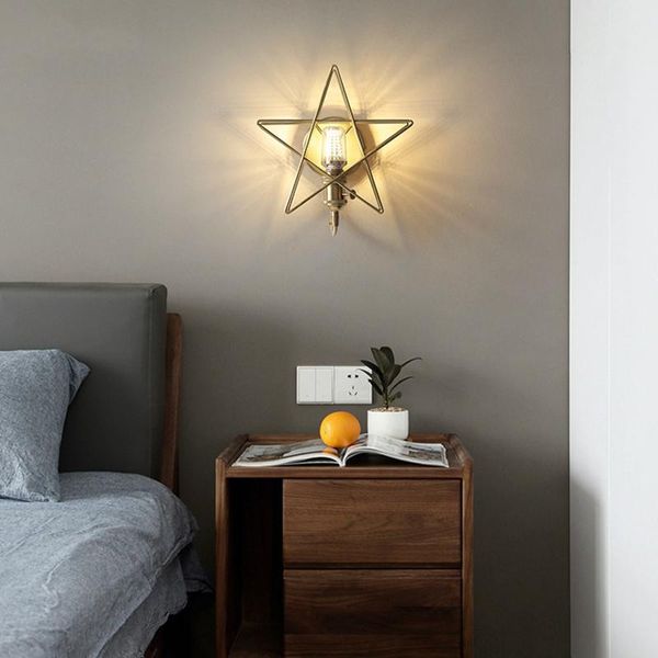 

modern led star wall lamp nordic creative star shape wall lights bedroom bedside lamp aisle living room kitchen indoor lighting