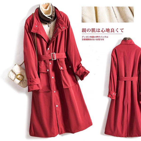 

winter high-end women's slim mid-length high collar zipper solid color cotton coat, Tan;black