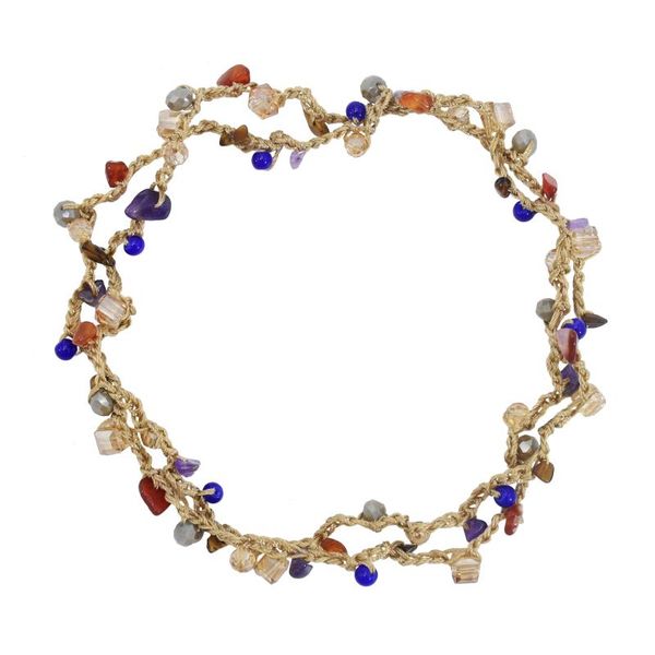 

chains 2021 woven necklace colored broken stone glass crystal clavicle chain fashion personality bohemian women's jewelry, Silver