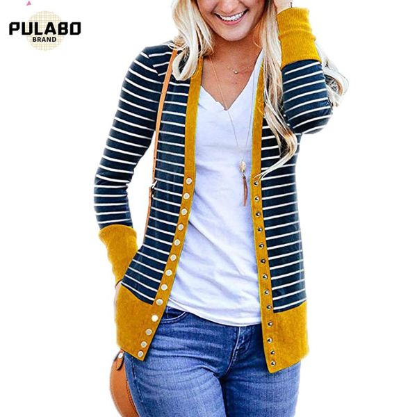 

women's jackets outerwear & coats spring autumn long sleeve loose casual striped cardigan and women outwear overcoat, Black;brown