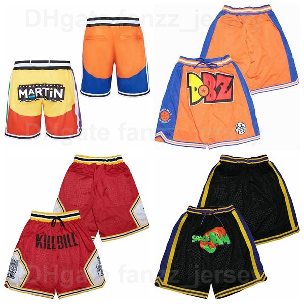 

space jam pocket zipper basketball shorts just don wear ball z kill bill blood martin multicolor pinstripe sport pant orange purple black wh