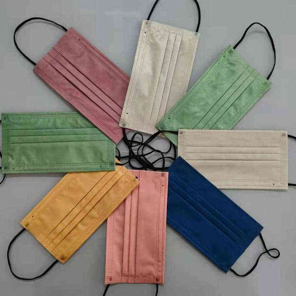 

morandi color spunlaced pattern civil three-layer protective disposable mask