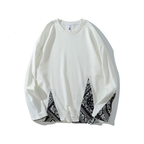 

2021 fashion men cashew flowers patchwork white autumn new men's long sleeve print t hip hop man tee shirt koszulka gwb0, White;black