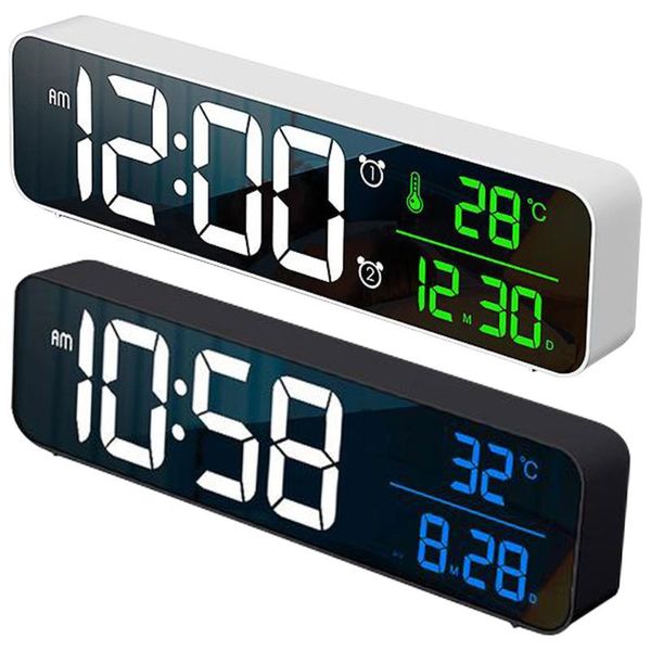 

other clocks & accessories music led digital alarm clock temperature date display deskmirror home table decoration electronic 2000 mah