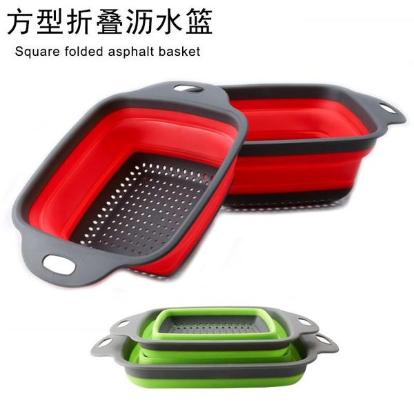 

hanging baskets square foldable drain basket plastic fruit filter multi-function washing dish